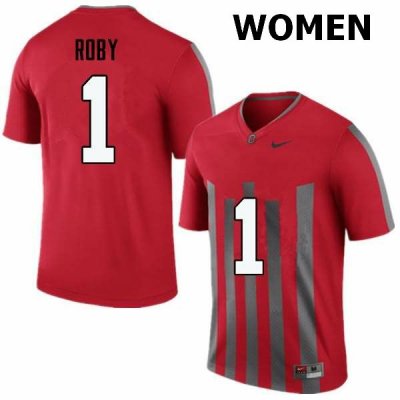 Women's Ohio State Buckeyes #1 Bradley Roby Throwback Nike NCAA College Football Jersey February HYH2544GN